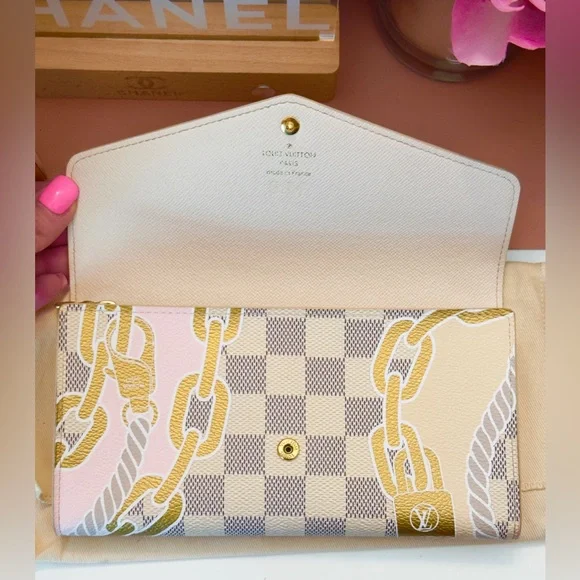 Louis Vuitton Limited Edition Nautical Damier Azur Portefeiulle Sarah Wallet - Picture 5 of 15